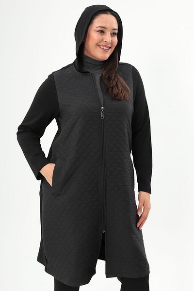 Metpoint Trend42Plus Large Size Diamond Pattern Zippered Black Cap