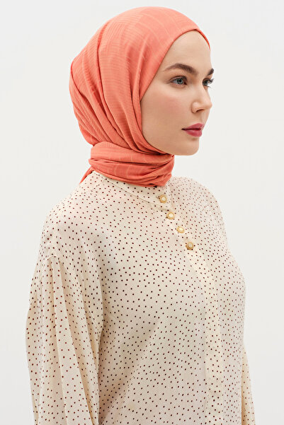 Tuğba Natural Geometrik Desen Şal - Oranj