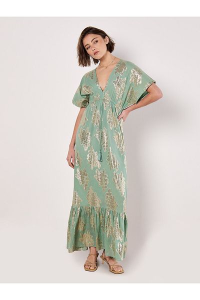 Apricot Geblümtes Maxikleid mit Fledermausflügeln
