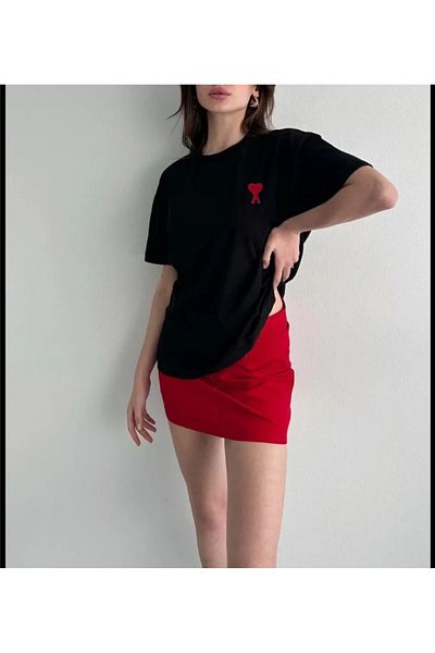 New Shine Μπλουζάκι Unisex Crew Neck Printed Oversize - Μαύρο