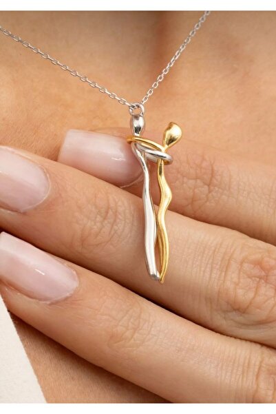 DMR Accessoire خاص لعيد الحب - قلادة زوجين معانقة، فولاذ حقيقي، غير تشويه