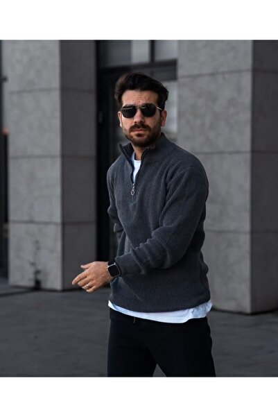 mayastyle Men's 2-Pack Half Zip Beige Gray Knitwear Sweater