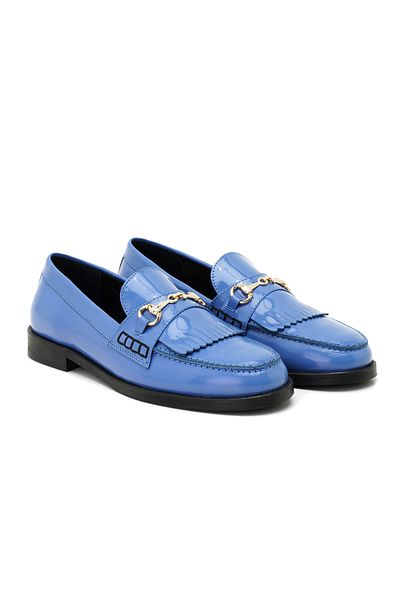 Desa Mocasini Celne Blue pentru dama din piele lacuita