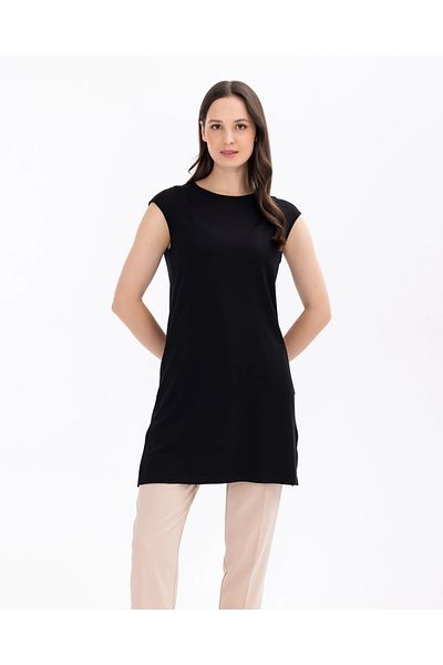 SCL Tricou de bază fără mâneci cu gât rotund
