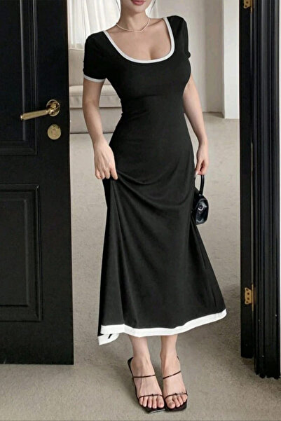 missamour Women's Summer U Neck White Piping Camisole Dress