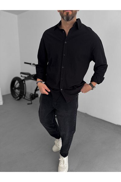 BYBASICMAN Black Flame Long Sleeve Shirt Yp-5001