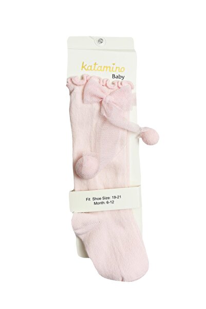 Katamino Ponponlu Tüllü Dizaltı Bebek Çorap pembe