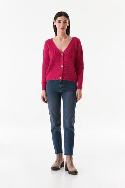 Fulla Moda Buttoned V-Neck Knitwear Cardigan