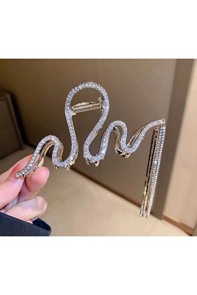 JHTshop Încuietoare metalică de lux cu figuri de șarpe din piatră strălucitoare - argintiu