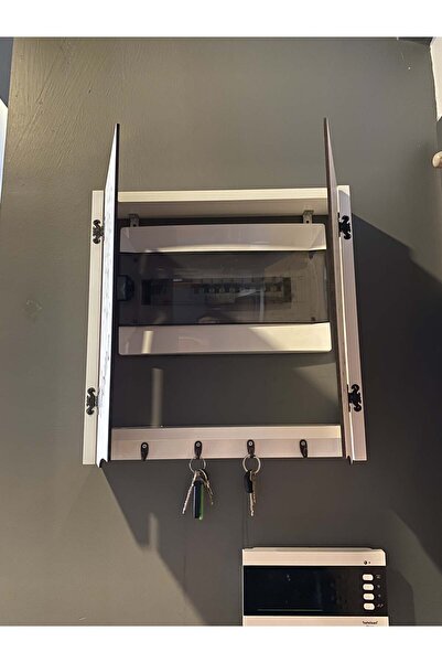 ötay Elektrik Pano Düzenleyici Duvar Düzenleyici Ahşap Dekoratif Beyaz Kutu Anahtarlık Düz Çizgi