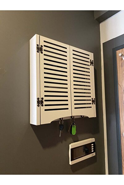 ötay Elektrik Pano Düzenleyici Duvar Düzenleyici Ahşap Dekoratif Beyaz Kutu Anahtarlık Düz Çizgi