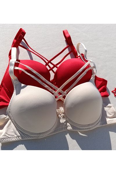 siyalife Push up Padded Padded Cross Drawstring Micro 2-Piece Bra