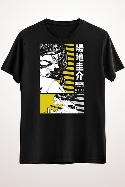 Pisa Art Unisex Μαύρο T-Shirt Tokyo Revengers Keisuke Baji Tshirt Anime Manji Gang