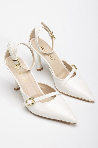 RİSSOLİ Rissoli Women's White Double Buckle Detailed Heeled Shoes