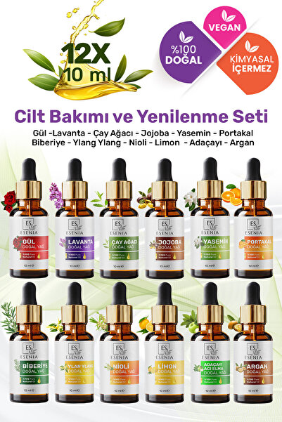 ES ESENIA مجموعة من 12 قطعة 100% نقية وطبيعية، زيت عشبي أساسي بدون إضافات مع ...