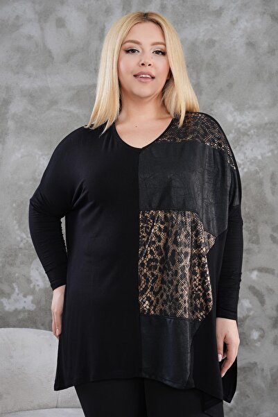 Siyezen Plus Size Asymmetrical Cut Leopard Blouse
