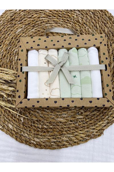 ByBest Beauty 2025 Model Set of 7 Patterned Combed Cotton Baby Mouth Wipes
