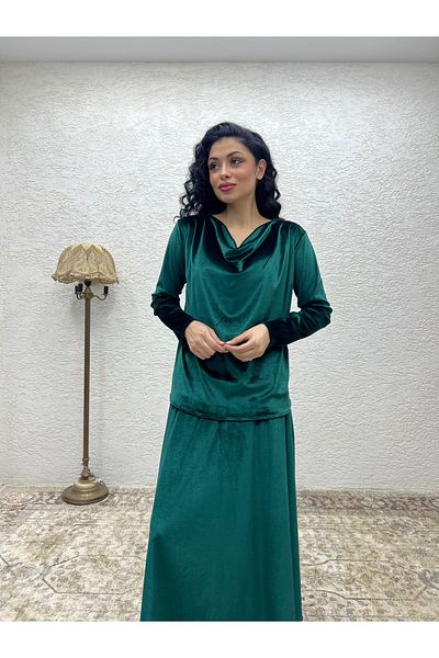 KÜÇÜĞÜM BUTİK Bluză de catifea verde