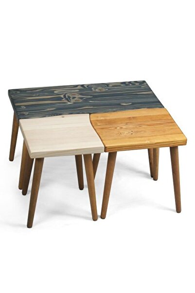 Mobenta Doğal Ağaç Masif Hibrit Kütük Yapboz Orta Zigon Sehpa