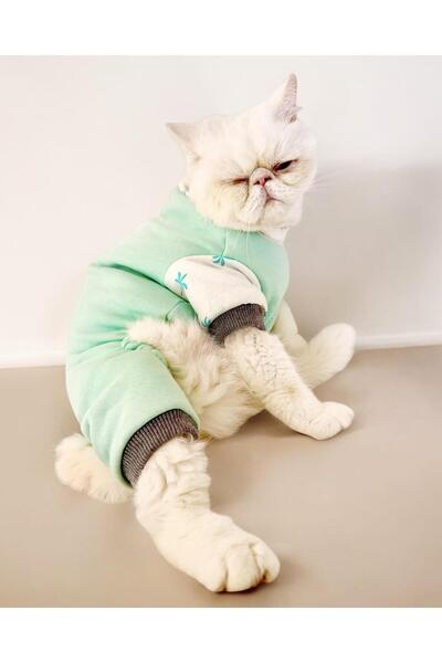 Kemique Minty Palm Kalın Penye Kedi Tulum Pijama