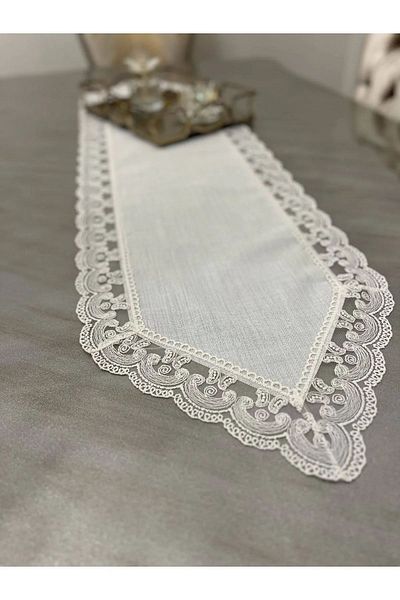 ART ÇEYİZ Jute Runner Cream Χρώμα Λινό Ύφασμα