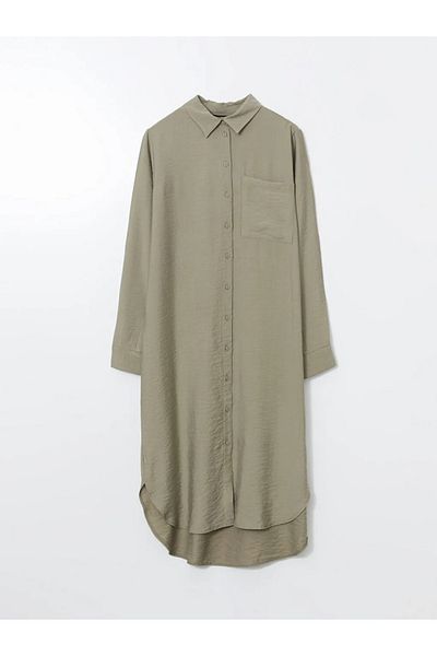 LC Waikiki Lcwaikiki Women's Classic Textured Crinkle Shirt Tunic