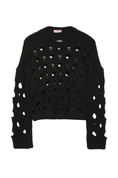 Quzu Hole Detailed Long Sleeve Knitwear Cream