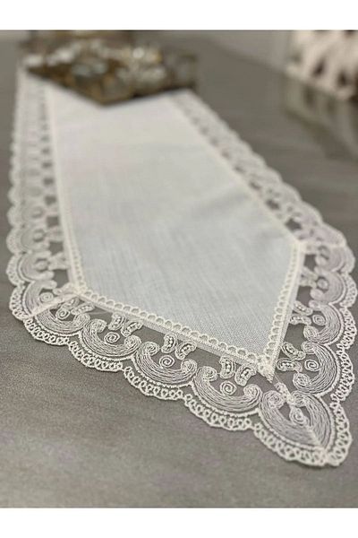 ART ÇEYİZ Jute Runner Cream Χρώμα Λινό Ύφασμα