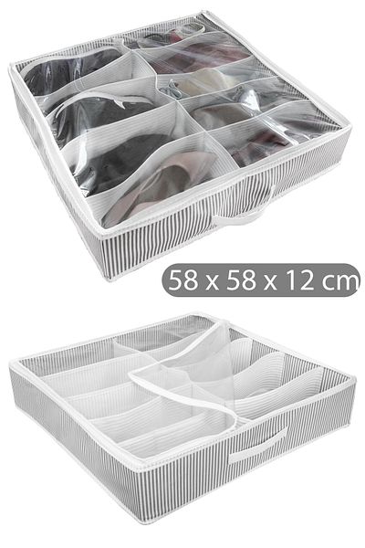 Emofom Bag 10 Compartment Zippered Slippers Organizer - Shoe Storage Box