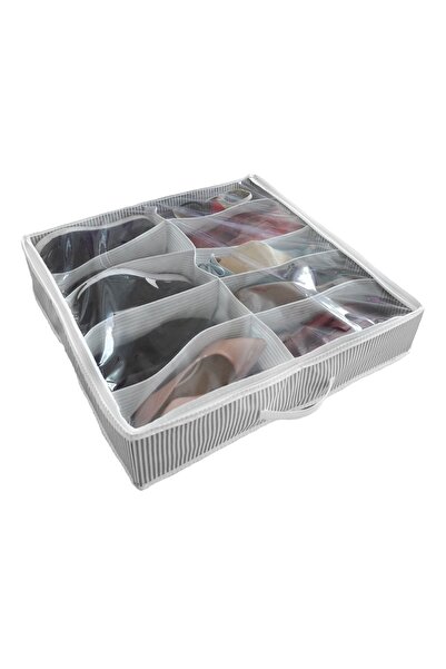 Emofom Bag 10 Compartment Zippered Slippers Organizer - Shoe Storage Box