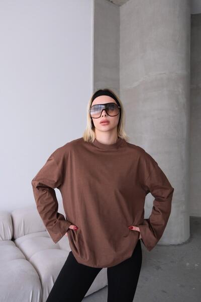 C&City Μπλουζάκι με φαρδύ μανίκι Oversize 2 Pack 964 Ροζ/Καφέ