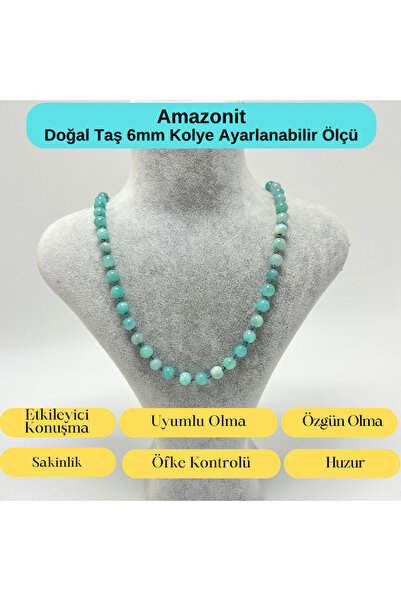 YILDIZ DOĞAL TAŞ SERTİFİKALI Amazonit Doğal Taş 6mm Makrome Kolye 45cm- 55cm ...