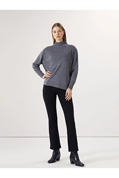 LC Waikiki Lcwaikiki Basic Gray Half Turtleneck Oversize Women's Knitwear Sweater