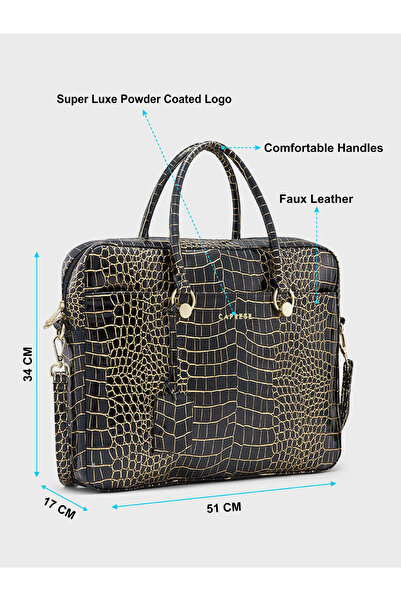 Caprese Miranda Women Handbag |women Laptop Bag Perfect For Daily Use|large| Black