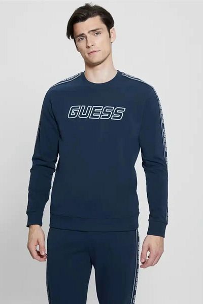 Guess Hanorac Arlo Cn Hanorac albastru pentru bărbați Z4gq24k6zs1-g7r1