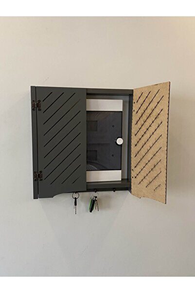 ötay Elektrik Pano Düzenleyici Duvar Düzenleyici Ahşap Dekoratif Antrasit Kut...