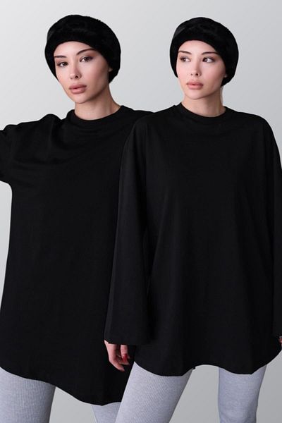 C&City Wide Sleeve Oversize 2 Pack T-Shirt 964 Black/Black
