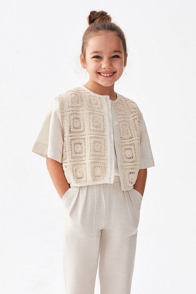 HAUSEkids 4-8 Years Old Pavlova Mira Girl's Set - Cream