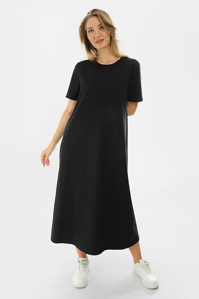 Almila 2029 Model Femei Rochie Maxi Bumbac Pieptănat - Mânecă Scurtă