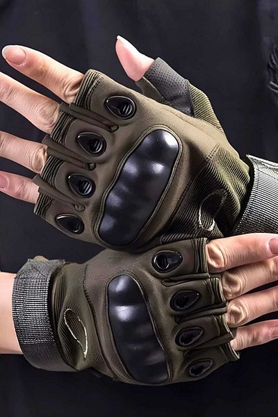 Trenderrs Cycling Motorcycle Gloves Athlete Gloves with Short Finger Protection