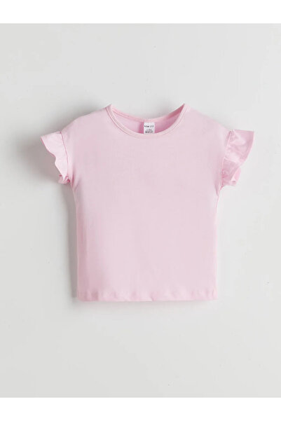 LC Waikiki Tricou basic pentru fetiță LCW ECO gri cu guler rotund