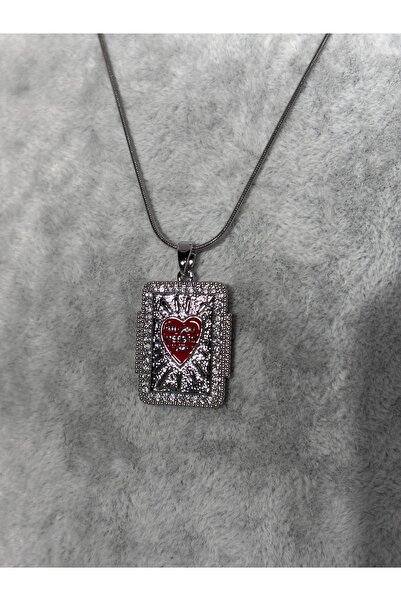 Uzak Işıklar Heart Love Steel Plate Necklace