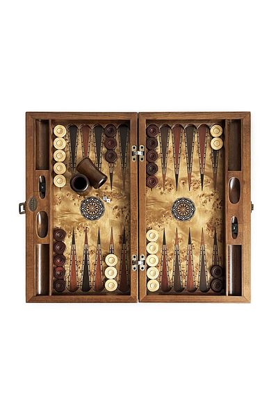 Helena Wood Art Mazel Genius Wood Backgammon and Carved Set