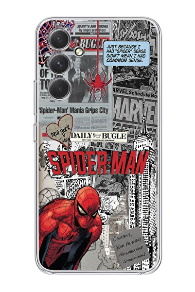 moonset Samsung Galaxy S24 FE Uyumlu Örümcek Kolaj Tasarımlı Baskılı Şeffaf Telefon Kılıfı