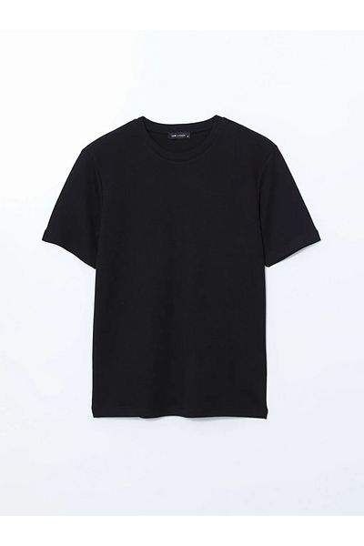 LC Waikiki Ανδρικό κοντομάνικο μπλουζάκι LCW Vision Black Crew Neck