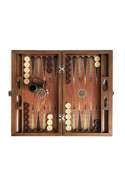 Helena Wood Art Genius Wooden Backgammon Set - Hand Carved Rose