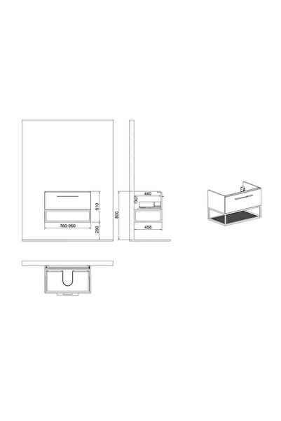 kobos Glow 100 cm Lavabo Dolabı Füme KB710033