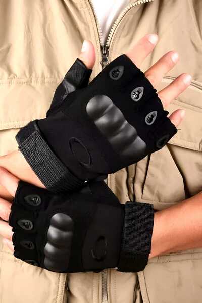 Trenderrs Kısa Parmak Korumalı Bisiklet Motorsiklet Eldiveni Sporcu Eldiveni