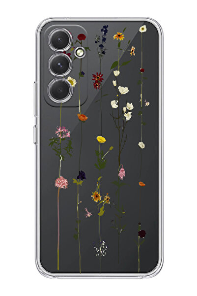 moonset Samsung Galaxy S24 FE Uyumlu Çiçekler Tasarımlı Baskılı Şeffaf Telefo...