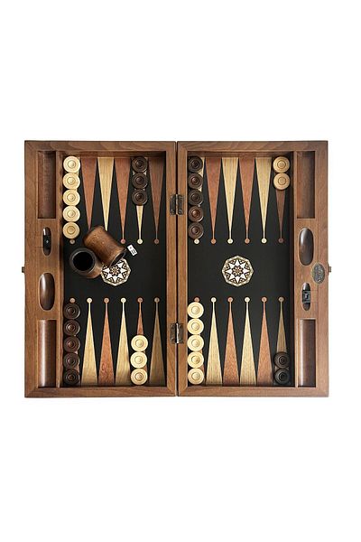 Helena Wood Art Black Solid Wood - Pure Ash Backgammon with Numerator